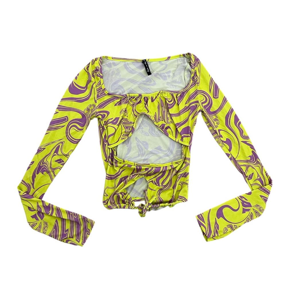 Abstract Yellow & Purple Cutout Top 💛💜